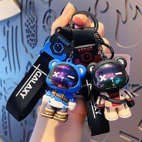 Cartoon Funny Half Skull Body Bear Keychain Exquisite Cute Animal Keyring Car Bag Pendant Key Chains Couple Holiday