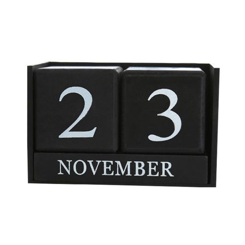 Vintage Wooden Perpetual Desk Calendar Block Planner