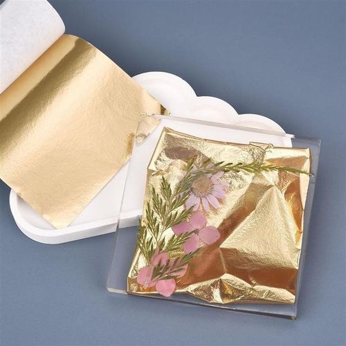 100sheets Imitation Gold Foil Paper Leaf Gilding Diy Epoxy Resin Silicone Mold Jewelry Making Filling Decorate Resin Crafts Tool
