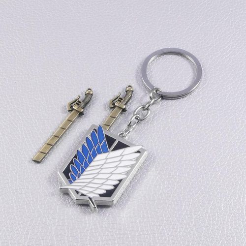 Attack On Titan Keychain Wings Of Liberty Freedom Scouting Legion Eren Keyring For Women Man Cartoon Car Bag Pendant Jewelry
