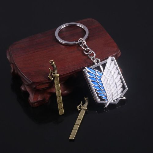 Attack On Titan Keychain Wings Of Liberty Freedom Scouting Legion Eren Keyring For Women Man Cartoon Car Bag Pendant Jewelry