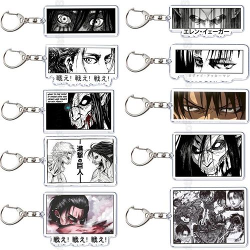 Anime Attack On Titan Keychain Accessorie Bag Final Season Levi Eren Ken Jaeger Art Figure Eyes Keyring Keychains Halloween