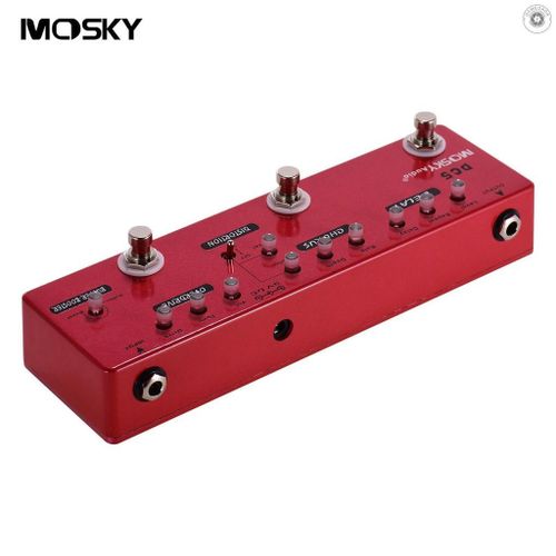 ? MOSKY DC5 6-in-1 Guitar Multi-Effects Pedal Delay + Chorus + Distortion + Overdrive + Booster + Buffer Full Metal Shell with True Bypass