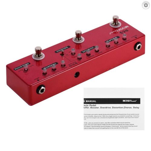 ? MOSKY DC5 6-in-1 Guitar Multi-Effects Pedal Delay + Chorus + Distortion + Overdrive + Booster + Buffer Full Metal Shell with True Bypass
