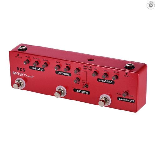 ? MOSKY DC5 6-in-1 Guitar Multi-Effects Pedal Delay + Chorus + Distortion + Overdrive + Booster + Buffer Full Metal Shell with True Bypass