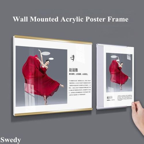 A4 Aluminum Wall Mount 8.5x11'' Panel Notice Board Adhesive Sign Menu Price Holder Photo Poster Frame