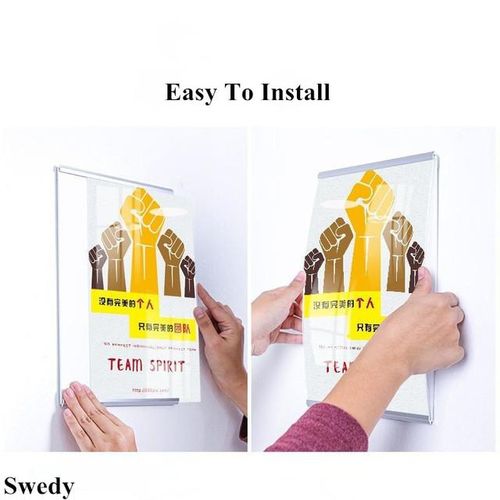 A4 Aluminum Wall Mount 8.5x11'' Panel Notice Board Adhesive Sign Menu Price Holder Photo Poster Frame