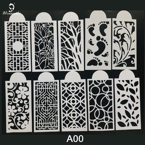 10pc Slimline Stencils Painting Templates For Scrapbook Cake Tile Furniture Wall Floor Decor Craft Draw Tracing Stencils