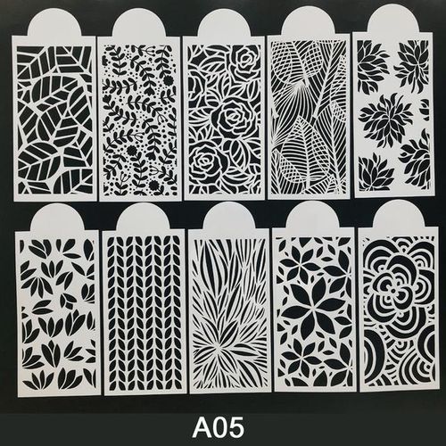 10pc Slimline Stencils Painting Templates For Scrapbook Cake Tile Furniture Wall Floor Decor Craft Draw Tracing Stencils