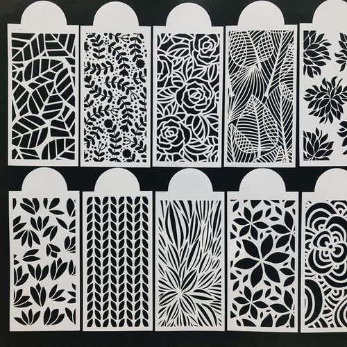 10pc Slimline Stencils Painting Templates For Scrapbook Cake Tile Furniture Wall Floor Decor Craft Draw Tracing Stencils