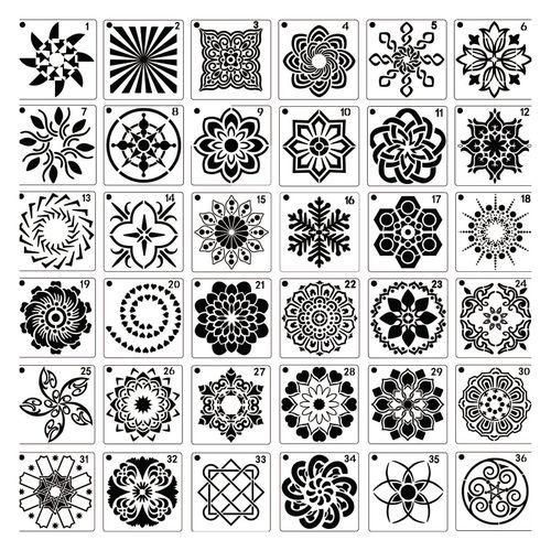Reusable 36 Pack Mandala Dot Templates For DIY Rock Painting 36x36