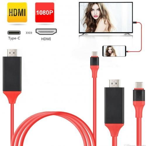 Type C Phone To HDMI TV HDTV Video Cable 2Meter -Red