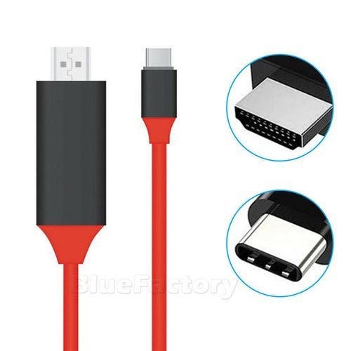 Type C Phone To HDMI TV HDTV Video Cable 2Meter -Red