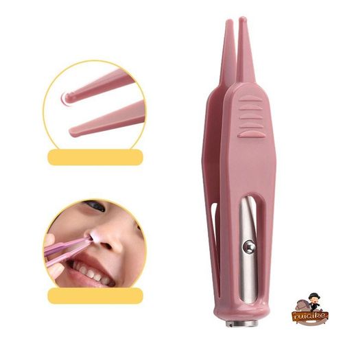 Infant Nose Clean Clip Baby Clean Ear Nose Navel Safety Dig Tweezers Babies Safety Forceps Clean Supplies With LED Light