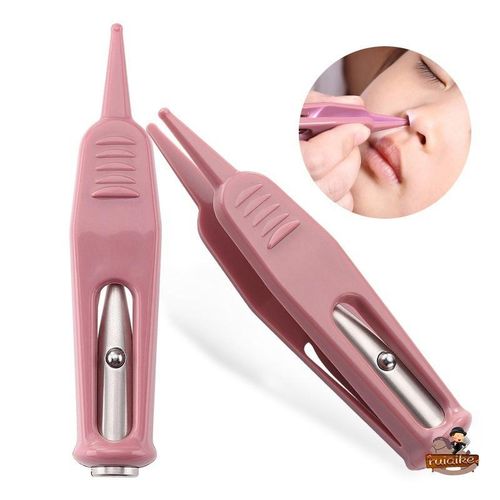 Infant Nose Clean Clip Baby Clean Ear Nose Navel Safety Dig Tweezers Babies Safety Forceps Clean Supplies With LED Light