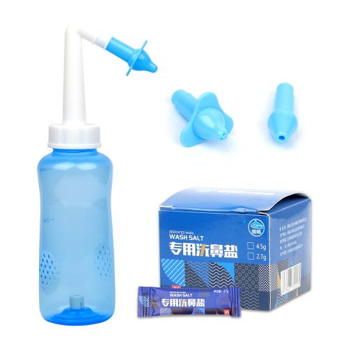 Nasal Washer 300ml Nose Cleaner Sinus Allergies Relief Cleans With 0.9% Physiological Wash Salt