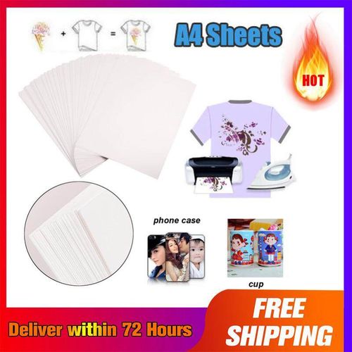 100PCS A4 Heat Transfer Paper Light T-Shirt Inkjet-Printer Iron On Heat Press