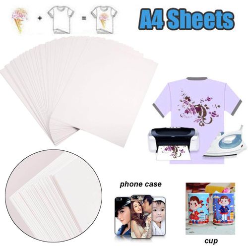 100PCS A4 Heat Transfer Paper Light T-Shirt Inkjet-Printer Iron On Heat Press