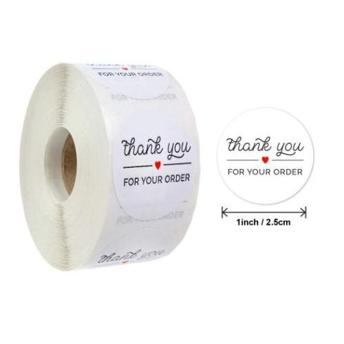 500pcs/Roll Thank You for Your Order Stickers Round DlY Decor Label