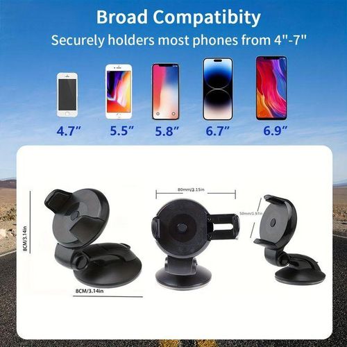Navigation Silicone Suction Cup Dashboard 360 Rotation Creative Car Phone Holder