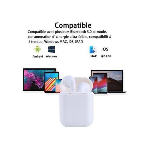 TWS Pro 12 wireless finger print tap ear buds-White