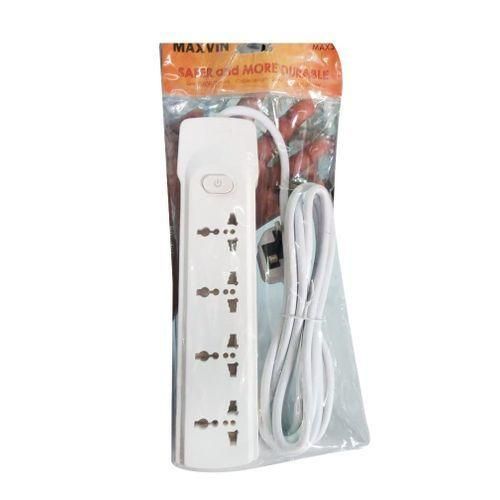 4 Ac Outlets  Electric Extension Cable With Plug-White