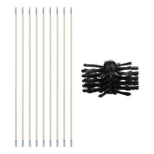 Chimney Cleaning Brush Kit 9PCS Poles with Nylon Brush Head