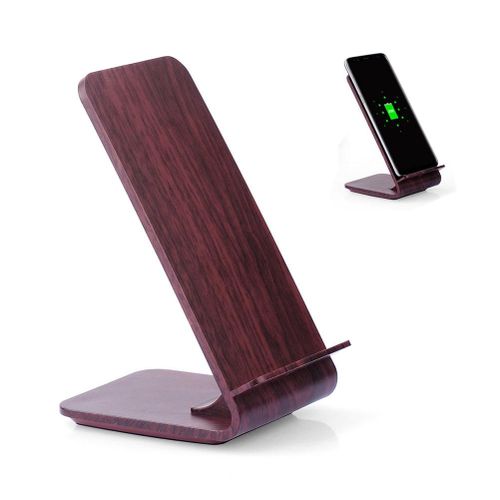 Wireless Charger 10W Powerful Fast Charging Stand Charged Wood for Samsung Galaxy S6 Edge Plus Note 5 S8 S8 Plus New,Deep Wood Pattern NO5114