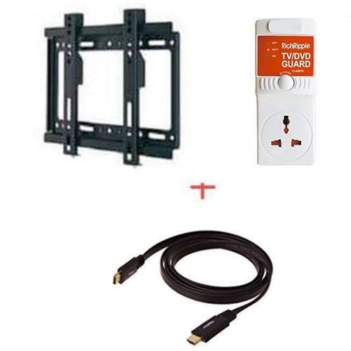 Sollatek Wall Mount For 14 To 42 Inches TVs + TV Guard + HDMI Cable - Black, Red