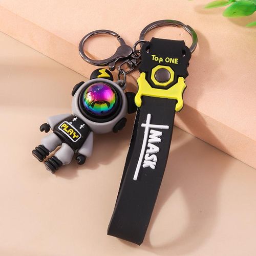 Cartoon 3d Laser Astronaut Keychain Cute Silicon Keyrings For Men Women Car Keyholder Bag Charms Pendant Handmade Jewelry S