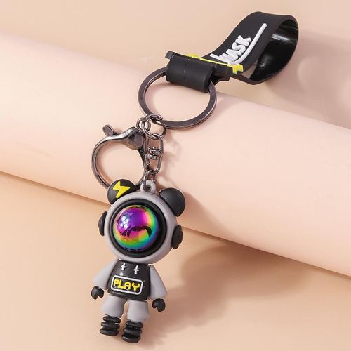 Cartoon 3d Laser Astronaut Keychain Cute Silicon Keyrings For Men Women Car Keyholder Bag Charms Pendant Handmade Jewelry S