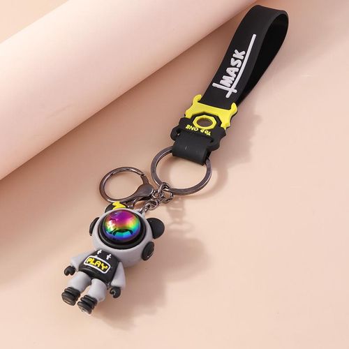Cartoon 3d Laser Astronaut Keychain Cute Silicon Keyrings For Men Women Car Keyholder Bag Charms Pendant Handmade Jewelry S