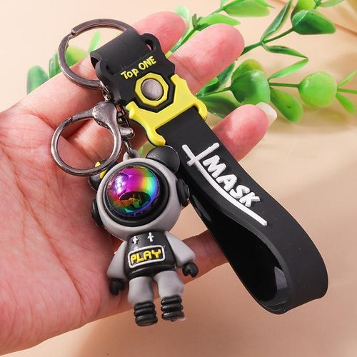 Cartoon 3d Laser Astronaut Keychain Cute Silicon Keyrings For Men Women Car Keyholder Bag Charms Pendant Handmade Jewelry S