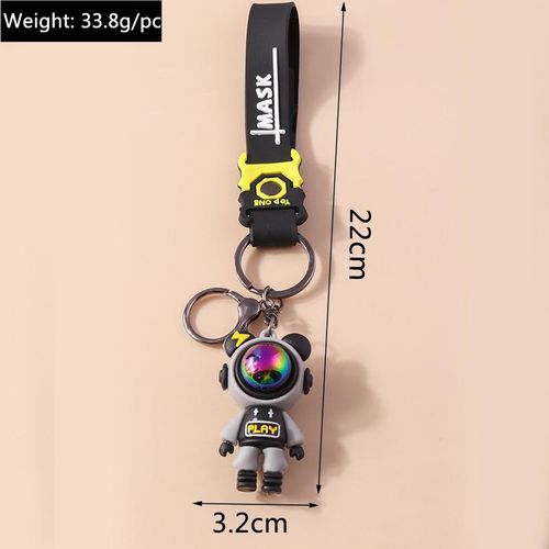 Cartoon 3d Laser Astronaut Keychain Cute Silicon Keyrings For Men Women Car Keyholder Bag Charms Pendant Handmade Jewelry S