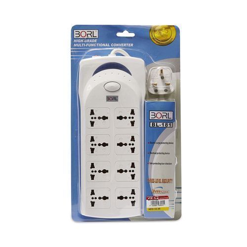 Borl High Grade 8 Ways Heavy Duty Extension Cable  - White
