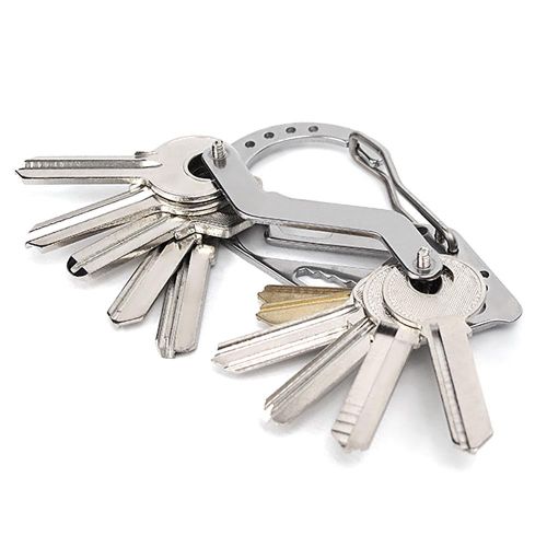 2 Packs Stainless Steel Key Holder Clip Portable Key Chain Multi Functional Key Clip Lock Screwdriver Wrench NO5119