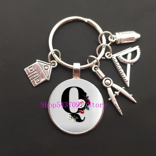 A-Z Letter Glass Keychain House Guide Keytub Rod Keychain Real Estate Architect Keychain Engineer Engineering Student