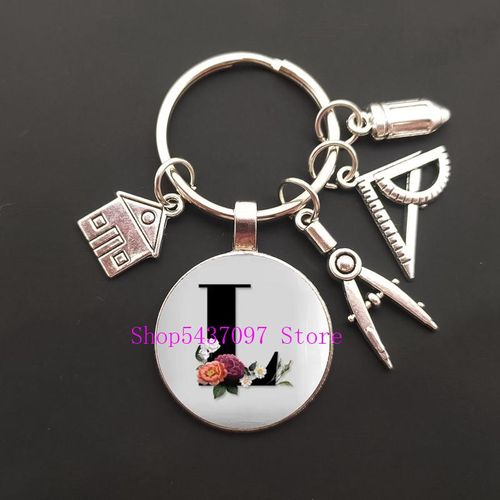 A-Z Letter Glass Keychain House Guide Keytub Rod Keychain Real Estate Architect Keychain Engineer Engineering Student