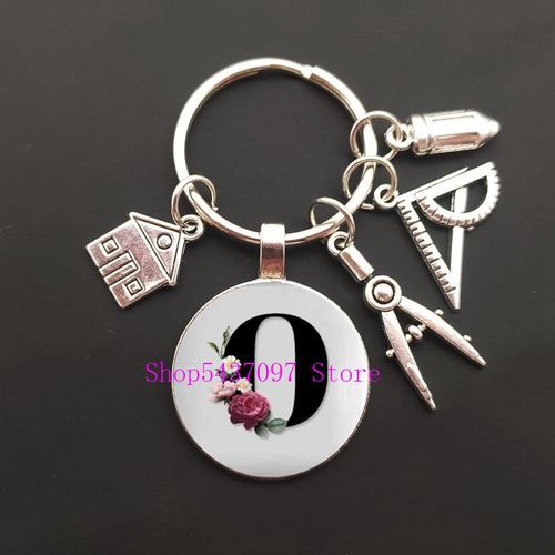 A-Z Letter Glass Keychain House Guide Keytub Rod Keychain Real Estate Architect Keychain Engineer Engineering Student