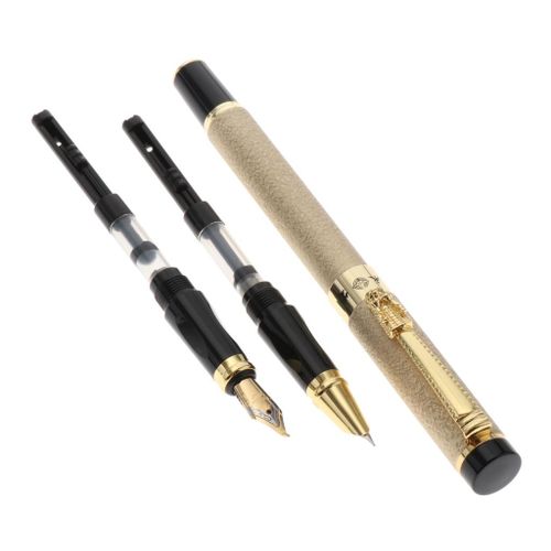 Luxury Fountain Pen In Gift Box- Smooth Elegant Writing - 1 Golden