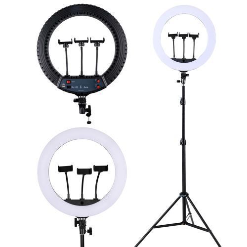 18 Inch Bright LED Ring Light With 3 Colors - Black