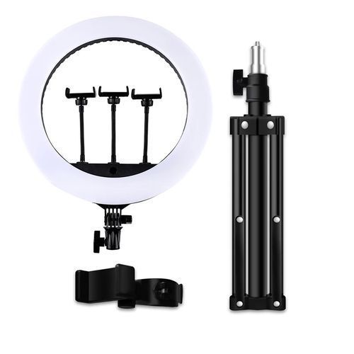 18 Inch Bright LED Ring Light With 3 Colors - Black