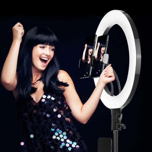 18 Inch Bright LED Ring Light With 3 Colors - Black