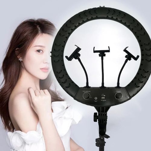 18 Inch Bright LED Ring Light With 3 Colors - Black