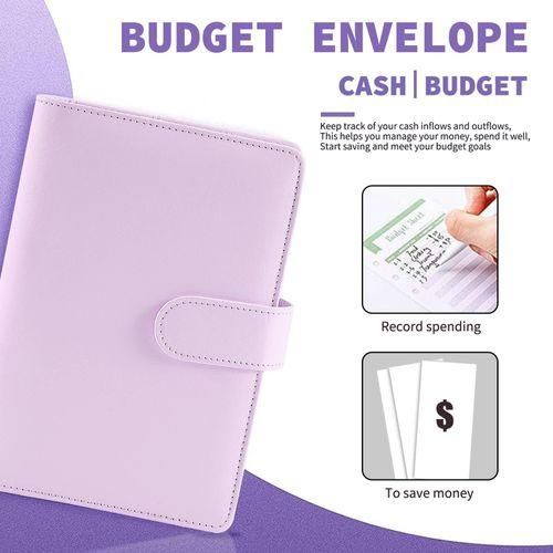 A6 Cash Envelopes Binder Wallet,PU Budget Planner Notebook for Cash Budgeting,Envelope Wallet,Savings Money Binder C NO5119
