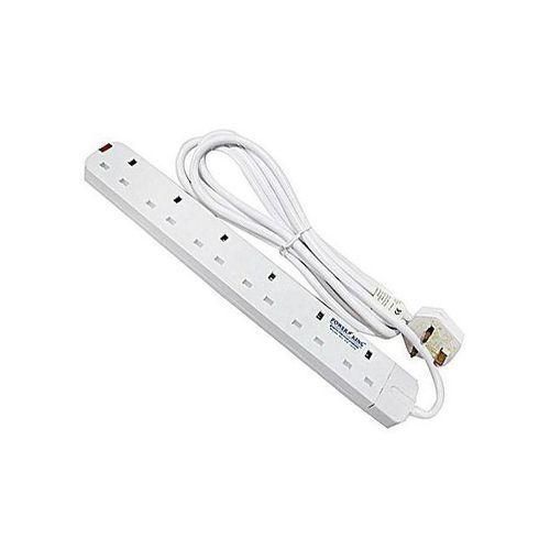 Power King 6 Way Extension Cable Socket - White