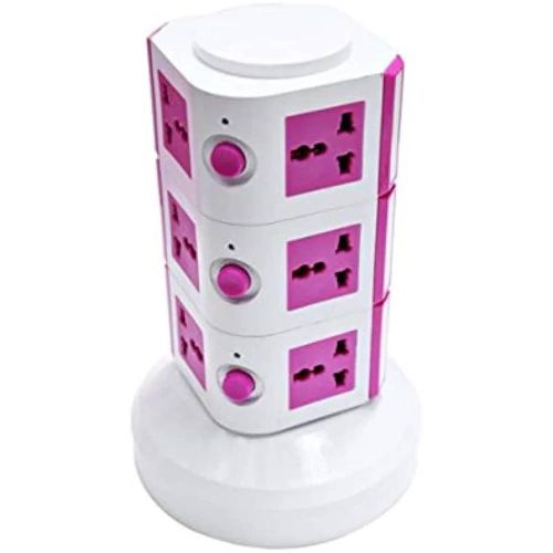 Borl 8 Ac Outlets  Electric Extension Cable With UK Plug-White