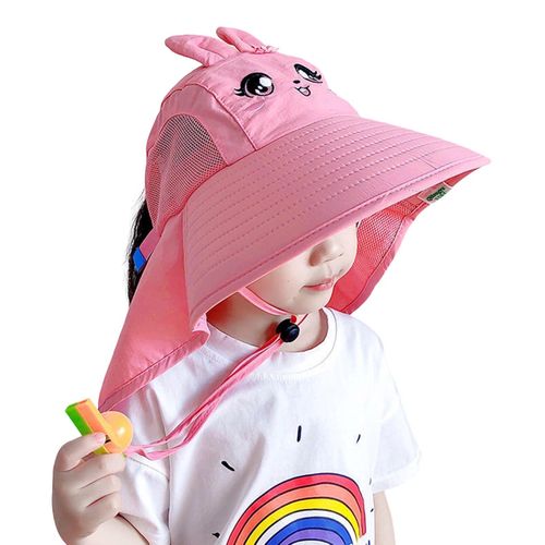 Outdoor Kids Sun Hat Breathable Sun Protection Hat with Neck Flap Sunhat Kids Fishing Safari Hat,Rabbit NO5143