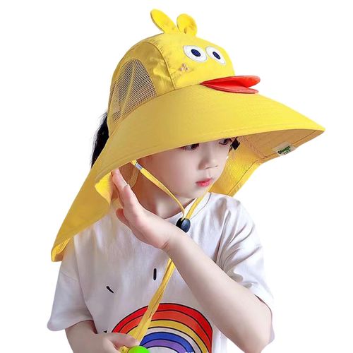 Outdoor Kids Sun Hat Breathable Sun Protection Hat with Neck Flap Sunhat Kids Fishing Safari Hat,Duckling NO5143