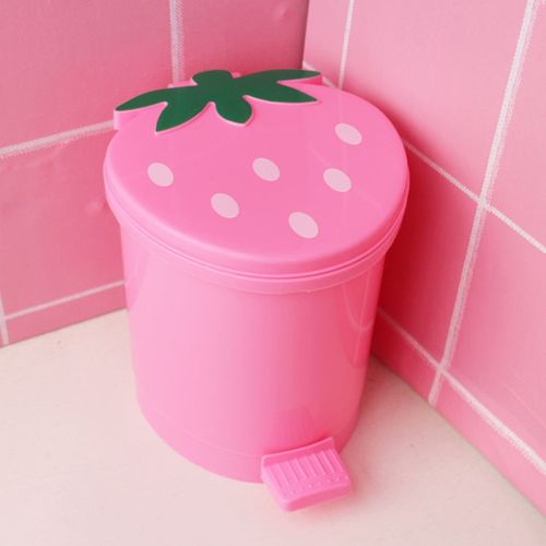 Rubbish Bucket Strawberry Shape Trash Can Rubbish Bucket Pink